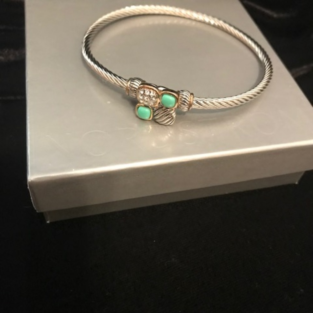 Silver Buckle Bracelet w/ Turquoise Stones